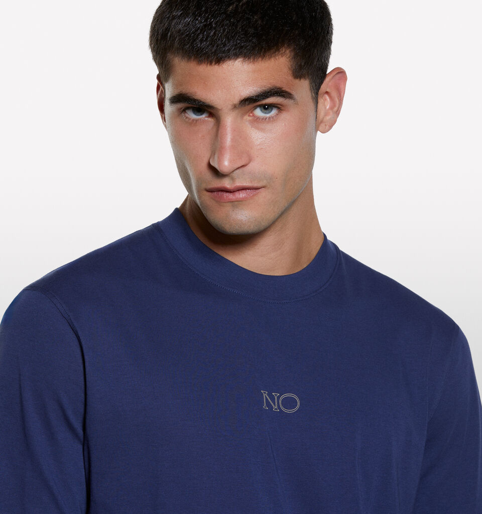 Dark blue t-shirt with print - men's short sleeve t-shirts - Blue | Sisley image number 4
